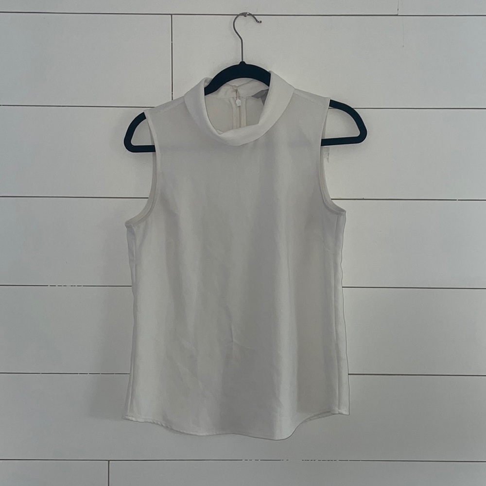 H&M Collared Neck Blouse Tank White 4 #0014